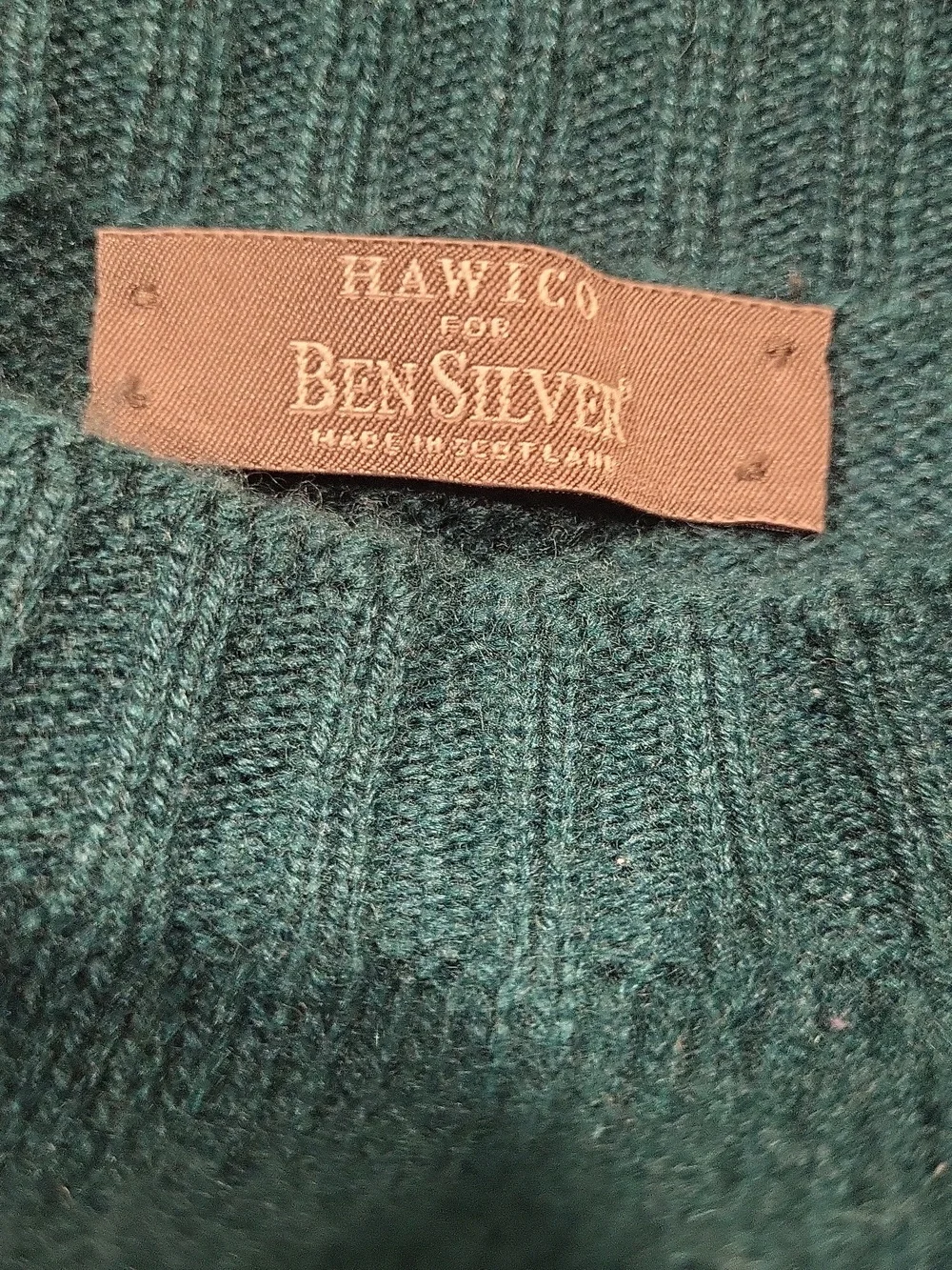 Hawico For Ben Silver GREEN Cashmere Sweater Made In Scotland - Picture 2 of 4